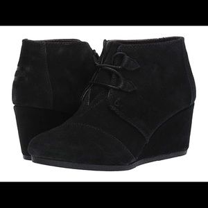 Toms Kala Desert Wedge Bootie in Black Suede